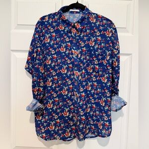 Staccato Blue Floral Women’s Button Down Shirt
